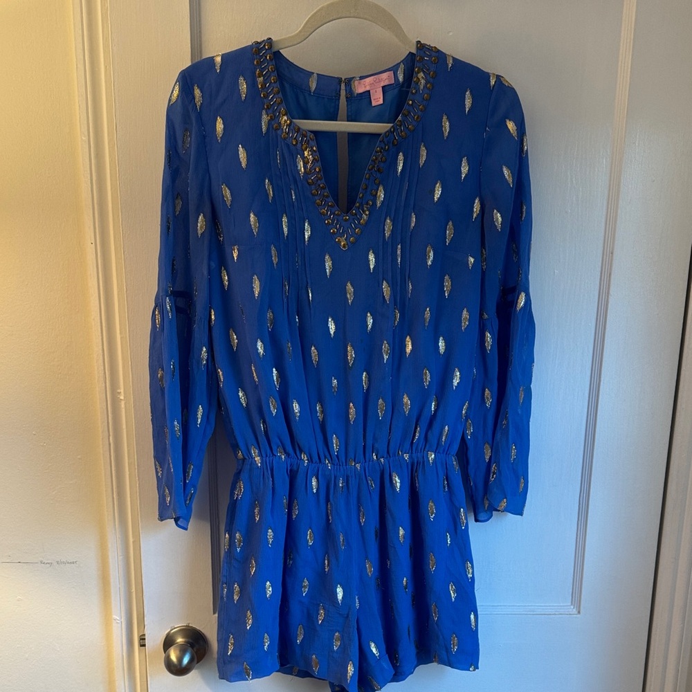 Lilly Pulitzer Blue Dress with Gold Accents